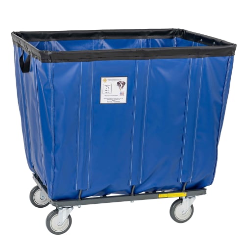R&B Wire 10 Bushel Fully Sewn Vinyl Basket Truck, All Swivel Casters, Blue